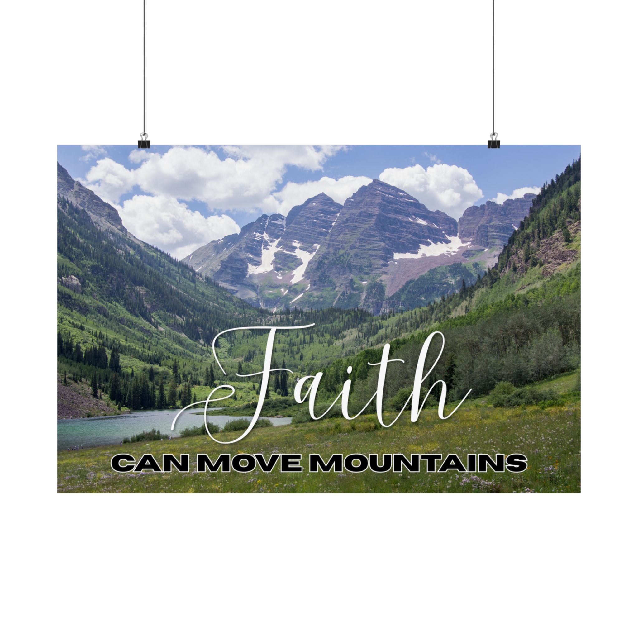 Faith Wall Art - Faith Can Move Mountains - Matte Poster - Christian Gifts for Women Men - Faith Based Gifts
