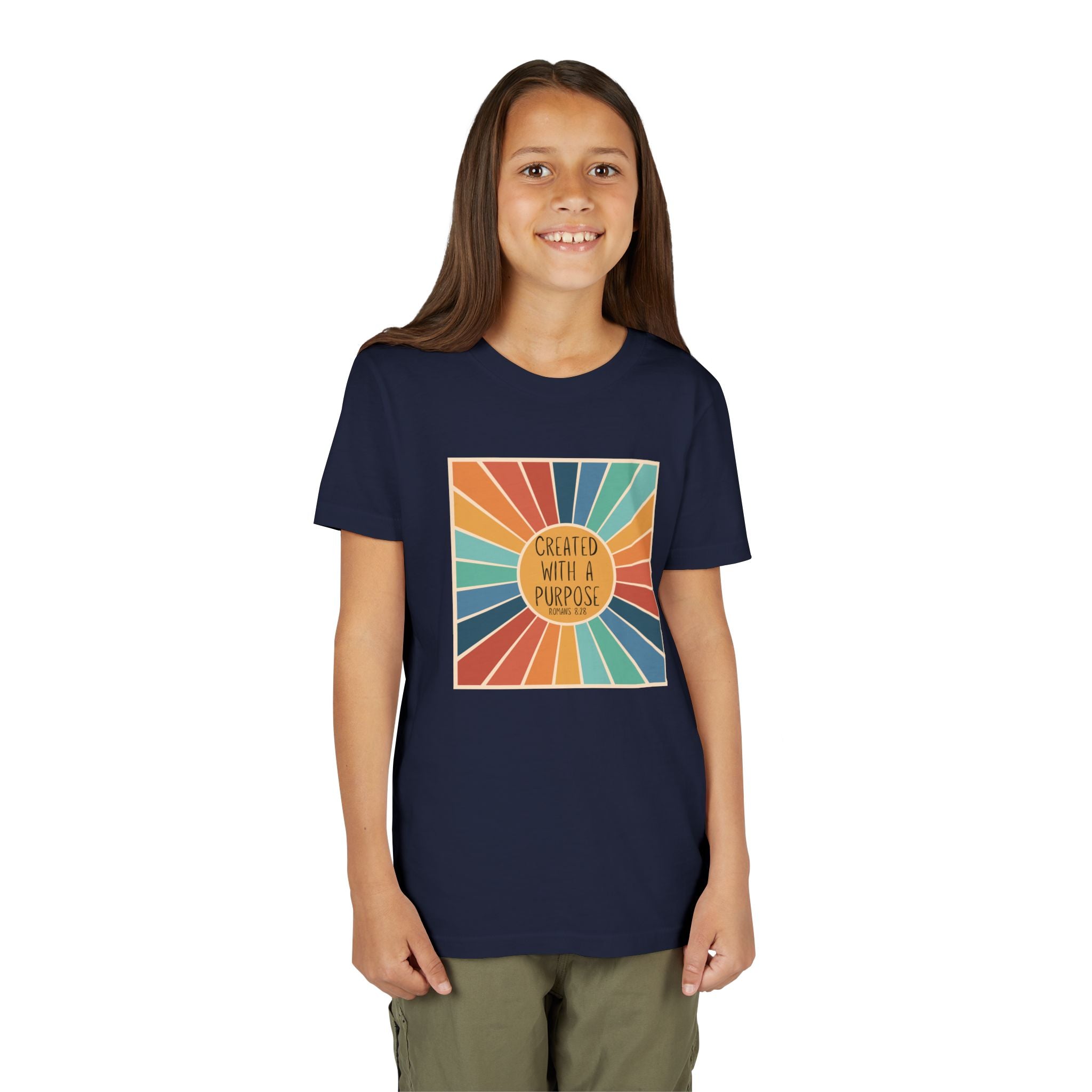 Youth Tee — 'Created With A Purpose' Retro Sunburst Kids T-Shirt