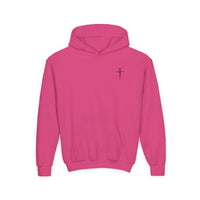 Back design Youth Hoodie - "Jesus Saves, Bruh!" Cross Christian Pullover