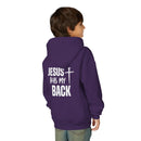 Youth Hoodie - "Jesus Has My Back" Cross Faith Graphic