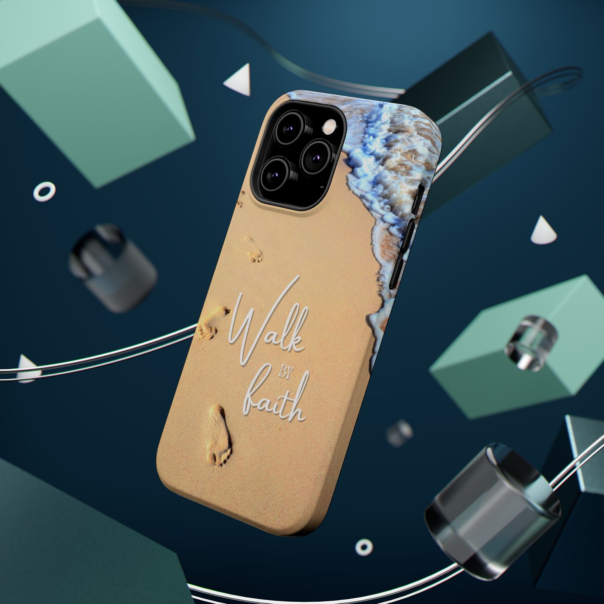 iPhone Inspirational Magnetic Phone Case, Unique Phone Accessories, Faith-Based Gifts, Coastal Vibes, Walk by Faith Design