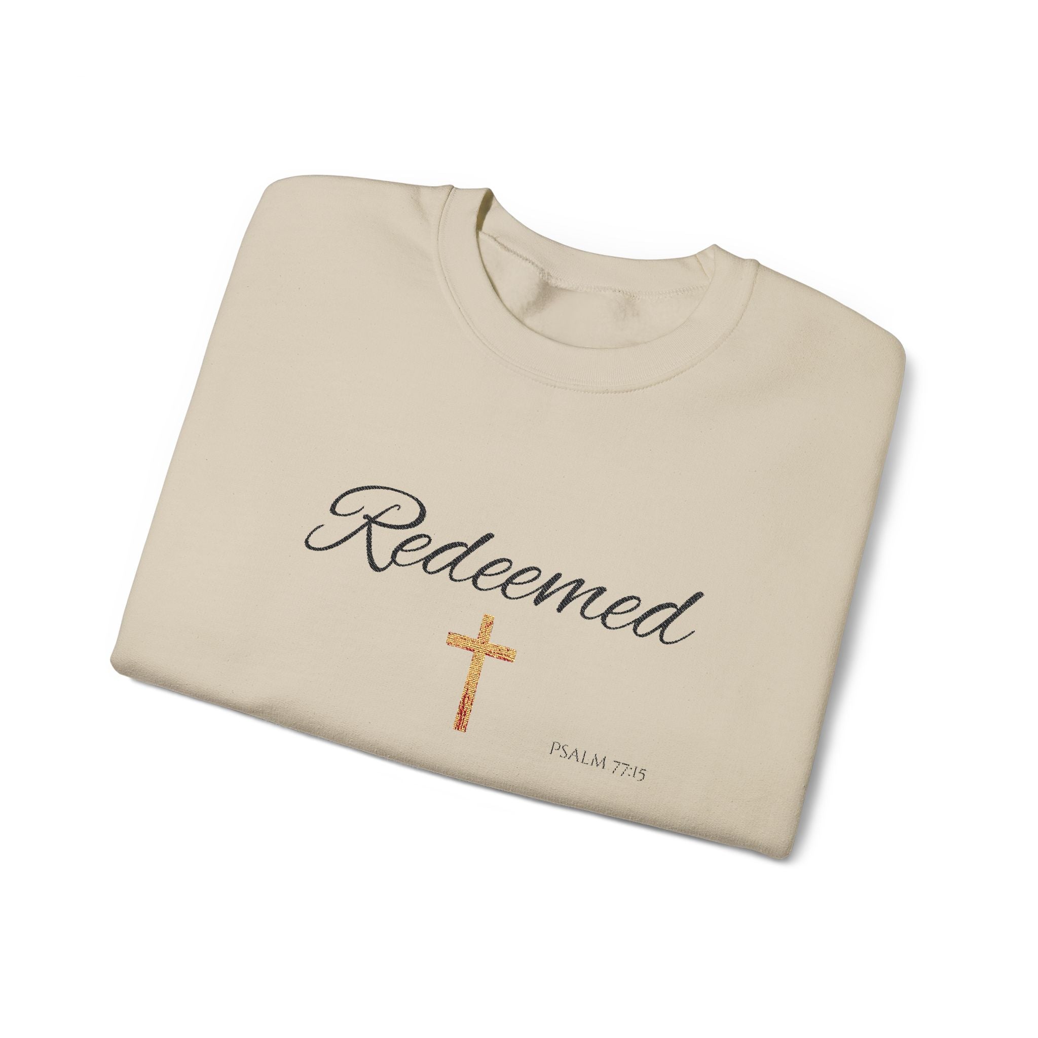 Embroidered Redeemed Psalm 77:15 Unisex Heavy Blend Crewneck Sweatshirt