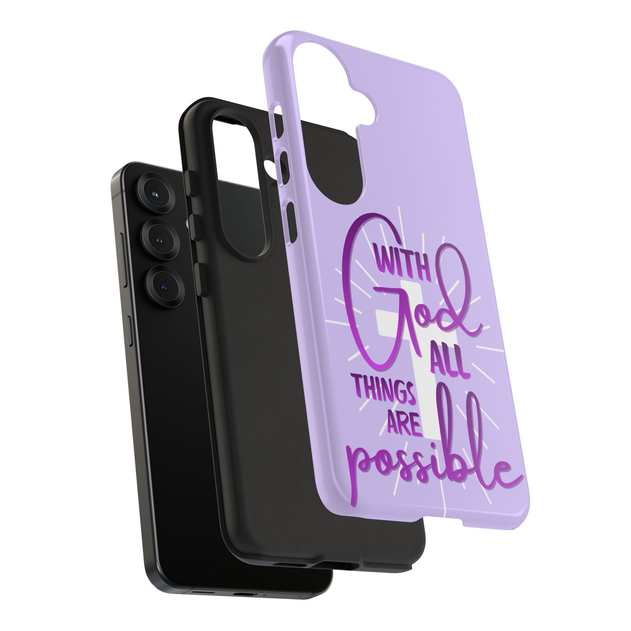 Samsung - "With God All Things Are Possible" Inspirational Purple Tough Case