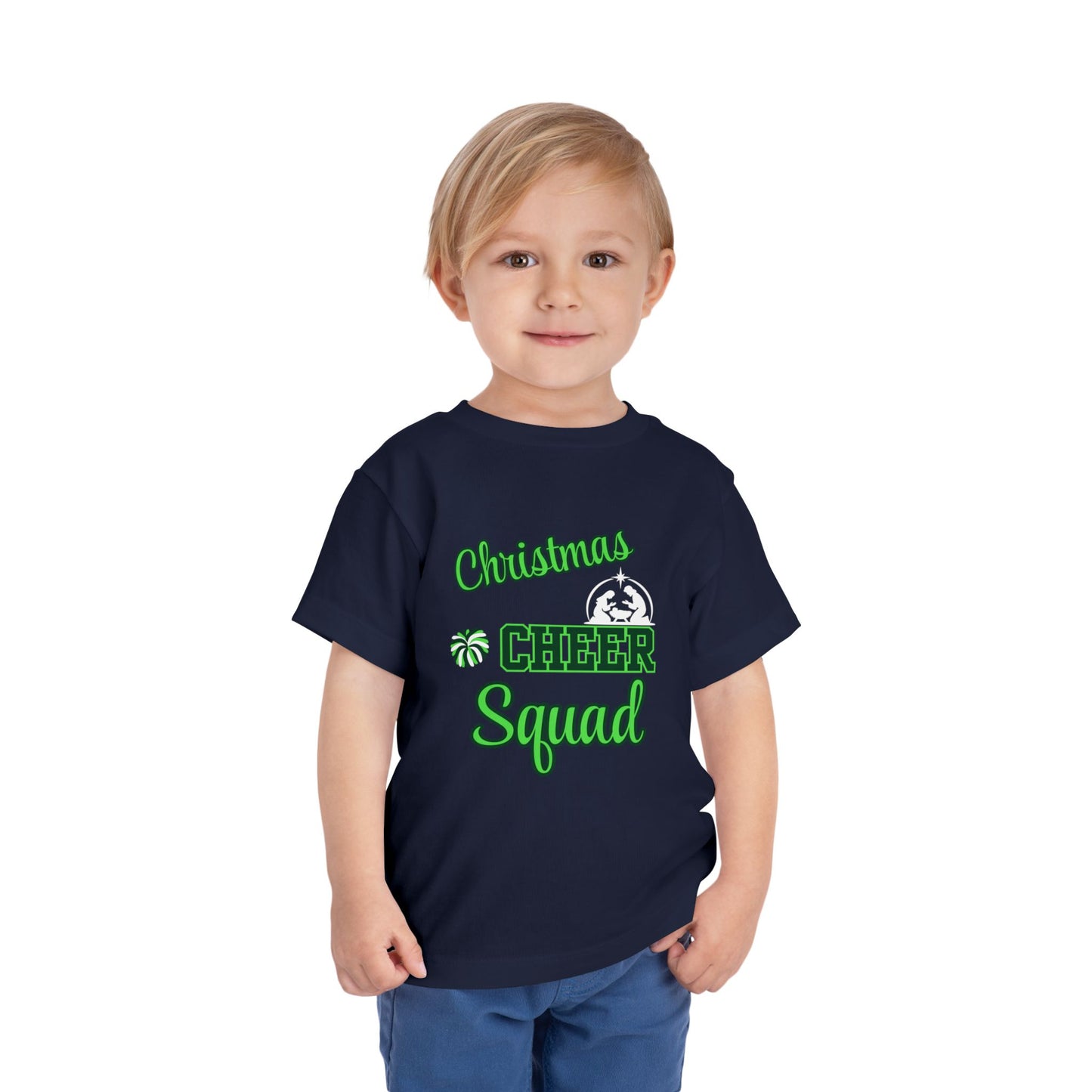 Christmas Cheer Squade Christian Christmas Shirt for Toddlers Short Sleeve Tee Christian Toddler Christmas Shirt
