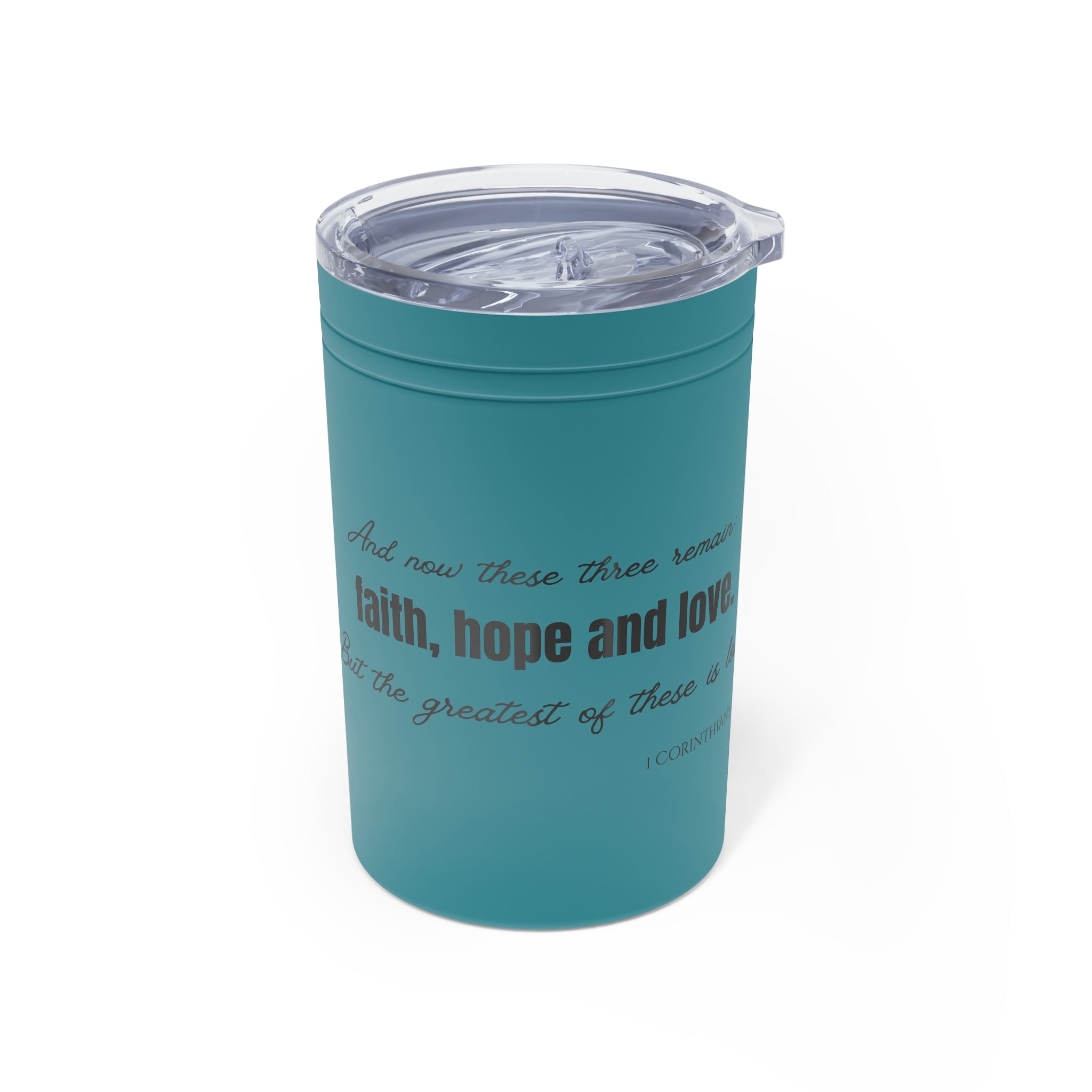 Faith Hope Love Vacuum Insulated Tumbler | 11oz Travel Mug | Christian Gifts for Women Men | Faith Based Gifts