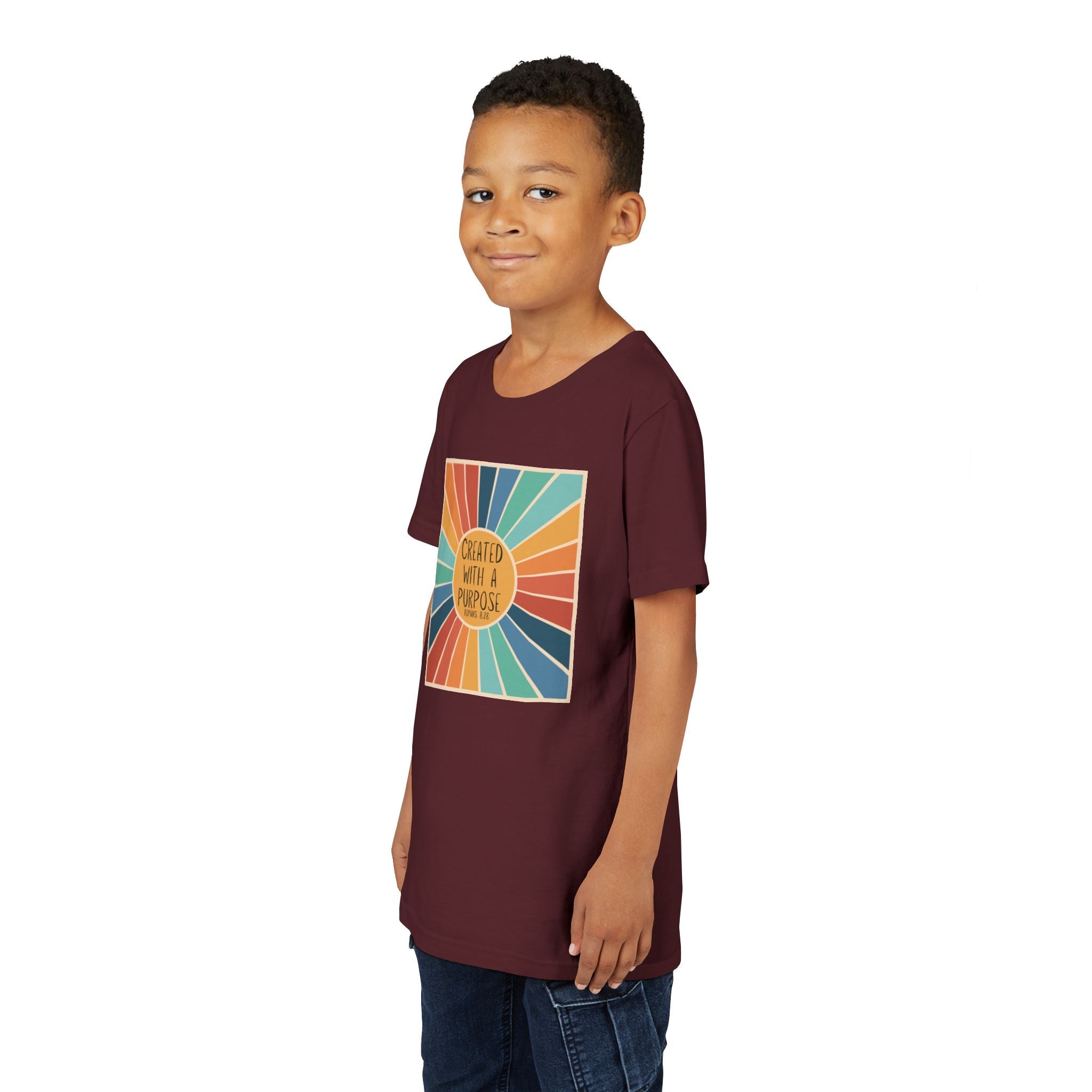 Youth Tee — 'Created With A Purpose' Retro Sunburst Kids T-Shirt