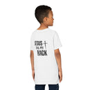 Back design - Youth Tee - "Jesus Has My Back" Cross Christian Graphic Shirt