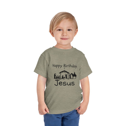 Happy Birthday Jesus Christian Christmas Shirt for Toddlers Short Sleeve Tee Christian Toddler Christmas Shirt