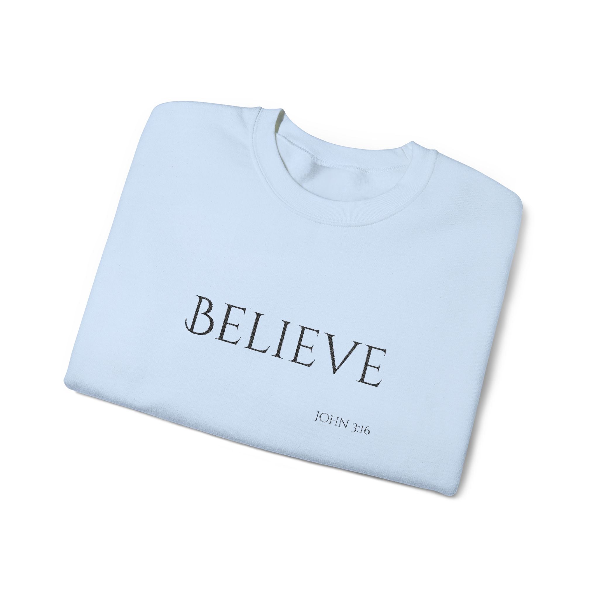Embroidered Believe John 3:16 Unisex Heavy Blend Crewneck Sweatshirt