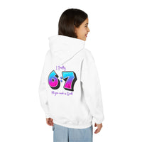 Back design - Youth Hoodie — 'I Timothy 6:7' Colorful Faith Graphic Hoodie (All You Need Is God)