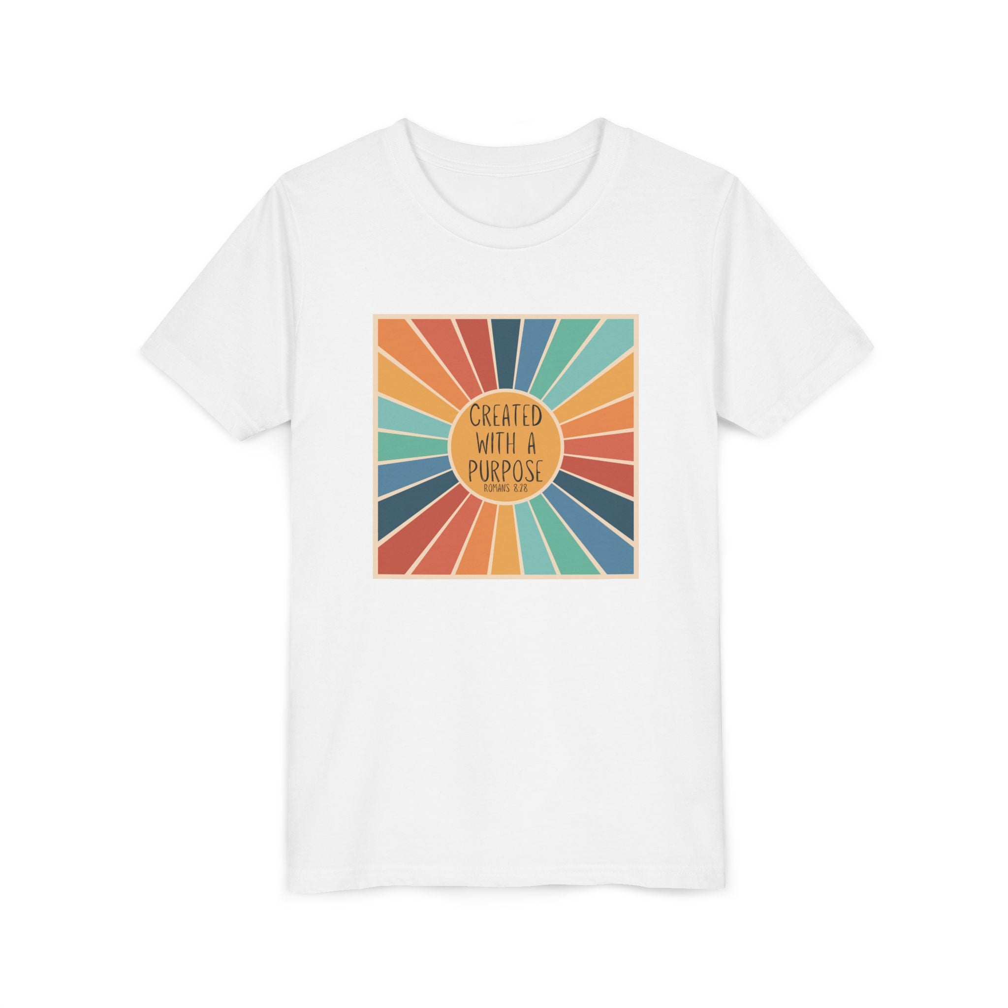 Youth Tee — 'Created With A Purpose' Retro Sunburst Kids T-Shirt