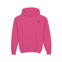 Youth Hoodie - "Jesus Has My Back" Cross Faith Graphic