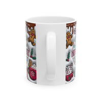 Holiday Hot Chocolate Mug – Cute Candy Cane & Gingerbread Christmas Ceramic Cup (11oz/15oz)