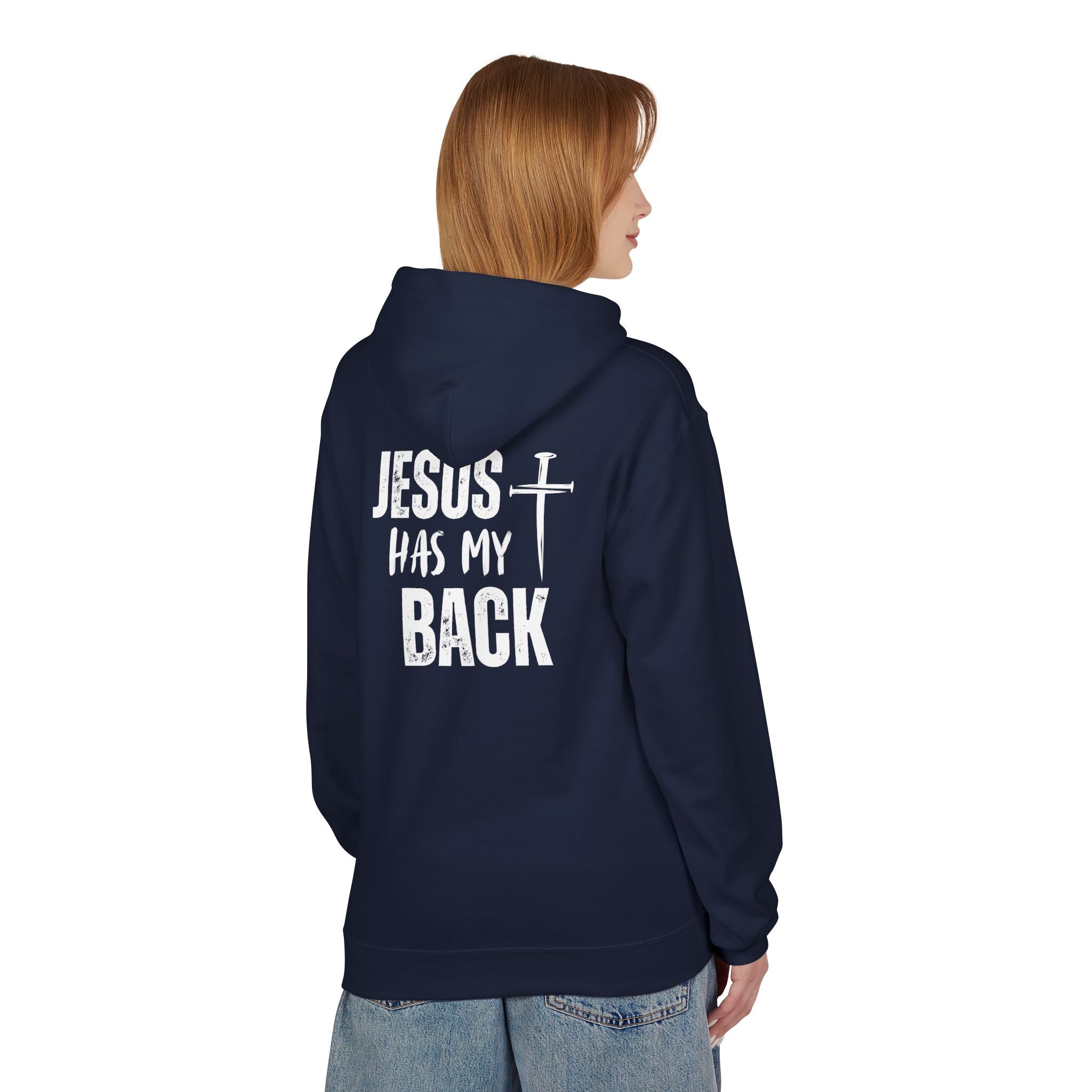 Jesus Has My Back Midweight Softstyle Fleece Hoodie