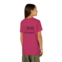 Back design - Youth Tee - "Jesus Has My Back" Christian Faith Shirt