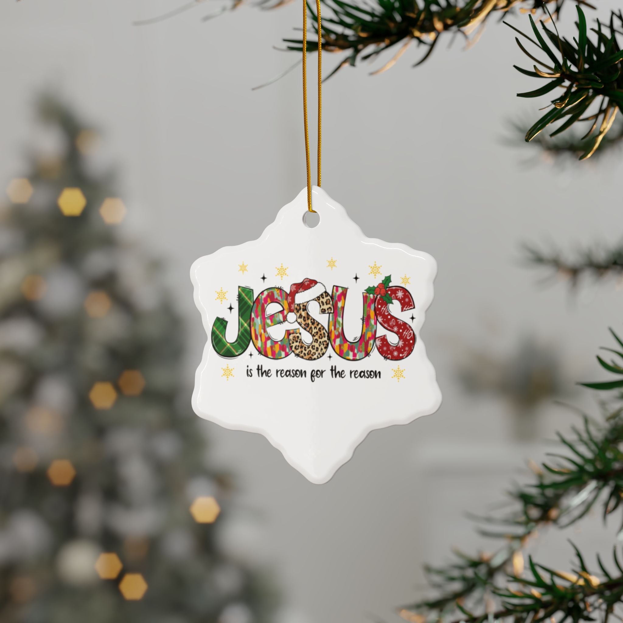 Ceramic Ornament — "Jesus Is The Reason For The Season" Nativity Christmas Tree Decoration