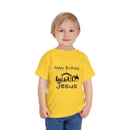 Happy Birthday Jesus Christian Christmas Shirt for Toddlers Short Sleeve Tee Christian Toddler Christmas Shirt