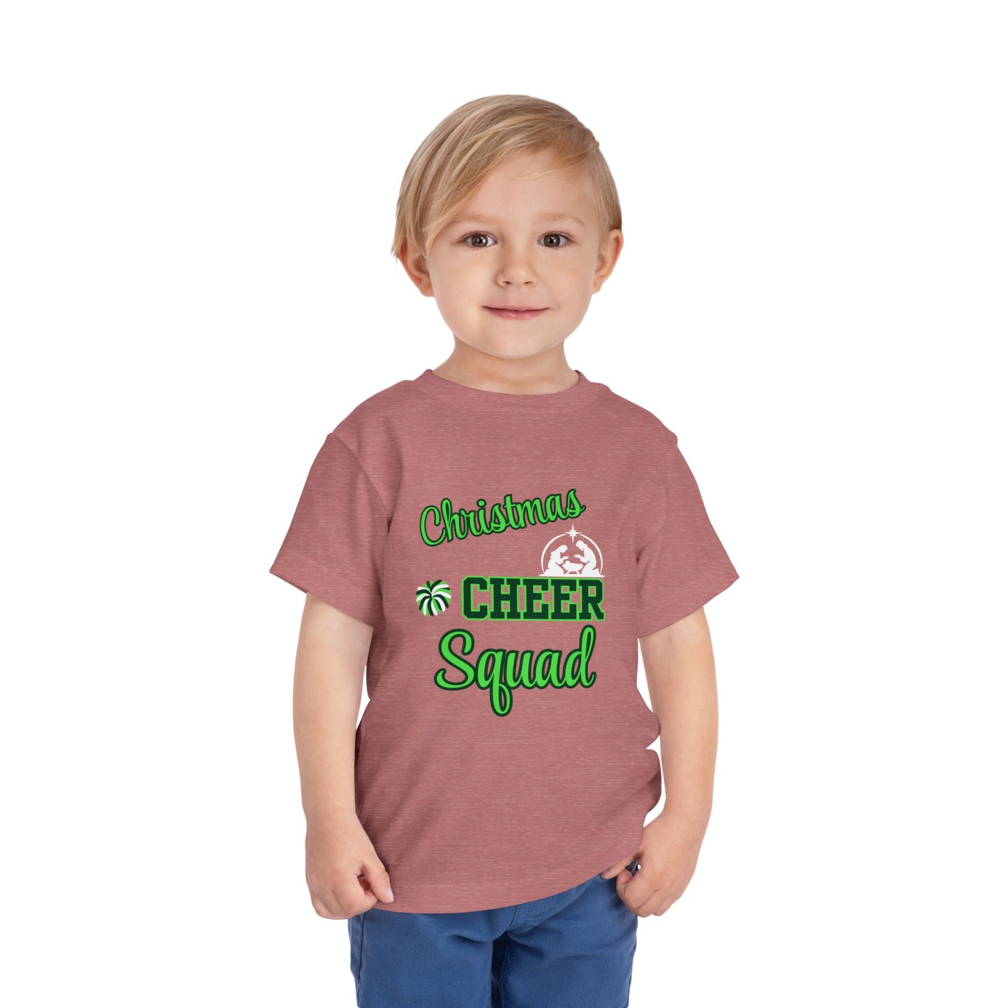 Christmas Cheer Squade Christian Christmas Shirt for Toddlers Short Sleeve Tee Christian Toddler Christmas Shirt