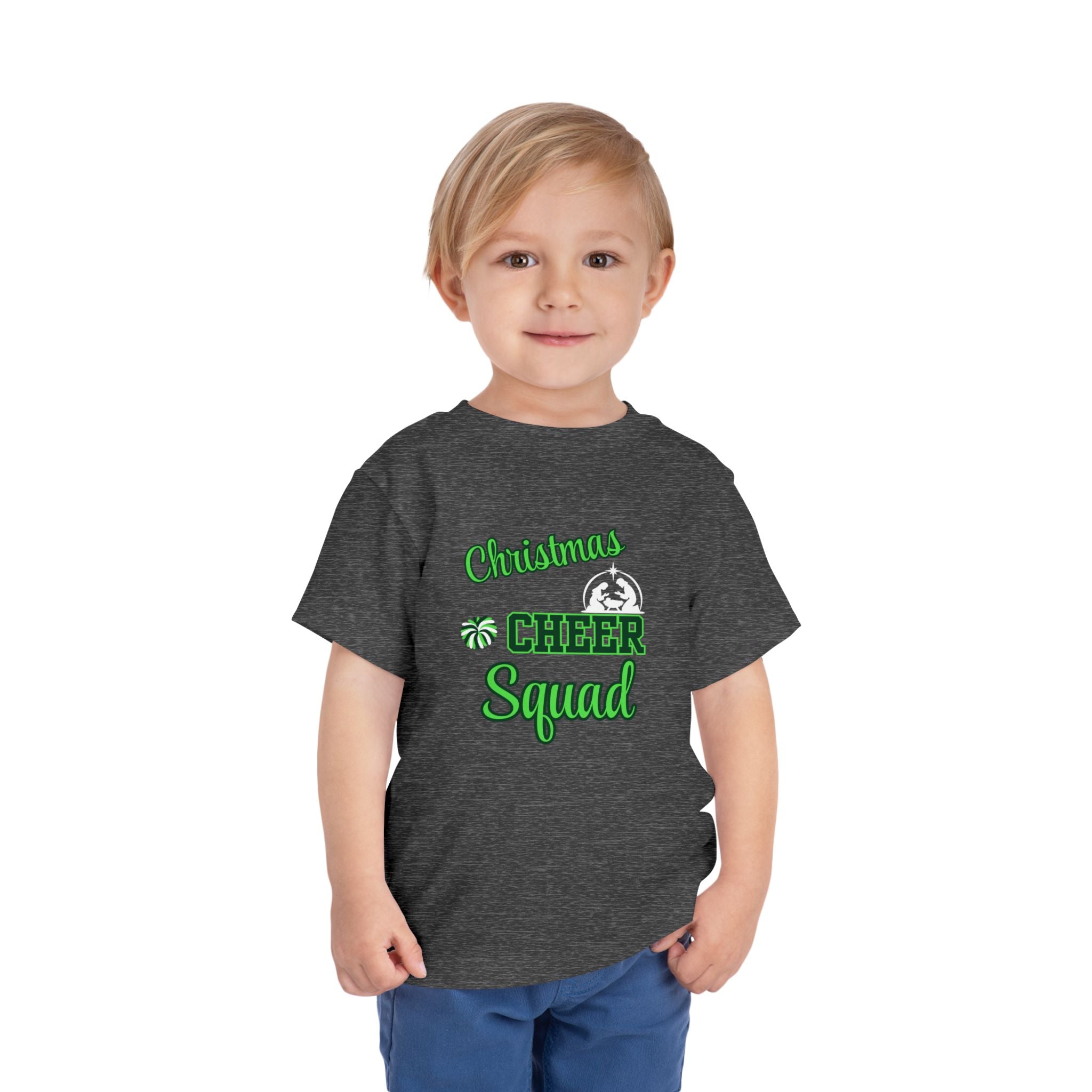 Christmas Cheer Squad Christian Christmas Shirt for Toddlers Short Sleeve Tee Christian Toddler Christmas Shirt