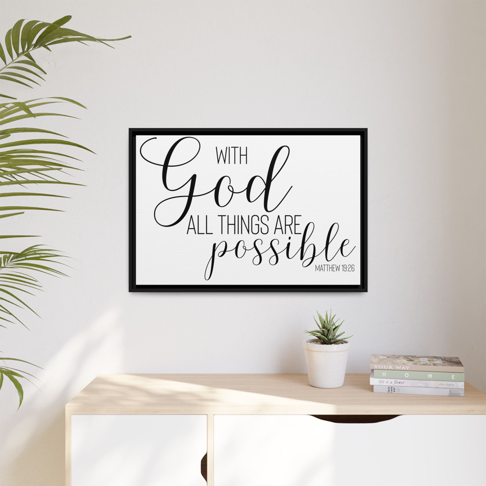 Matte Canvas Framed Print — "With God All Things Are Possible" Inspirational Wall Art