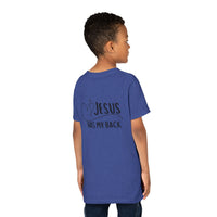 Back design - Youth Tee - "Jesus Has My Back" Christian Faith Shirt
