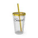 Saved By Grace Water Tumbler - Christian Gifts for Women Men - Faith Based Gifts