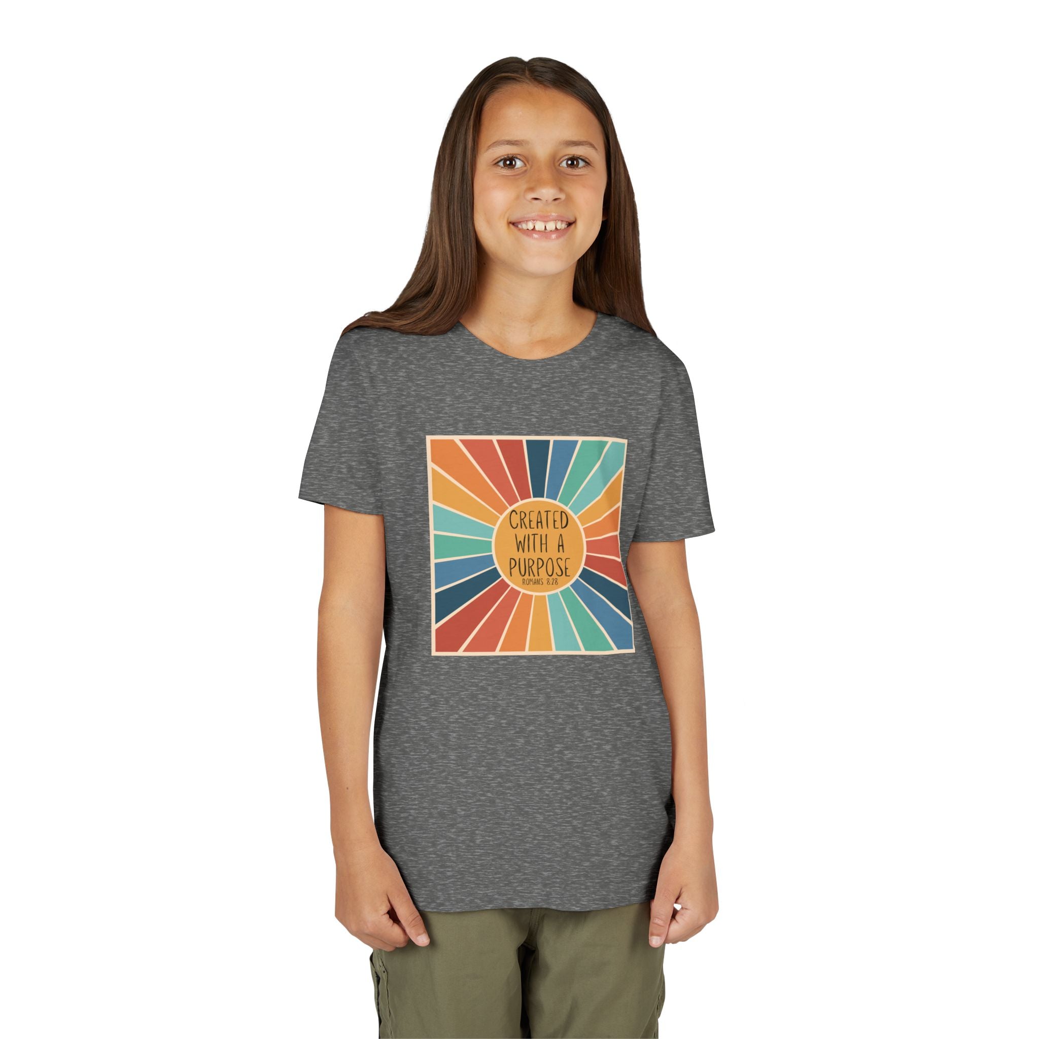Youth Tee — 'Created With A Purpose' Retro Sunburst Kids T-Shirt