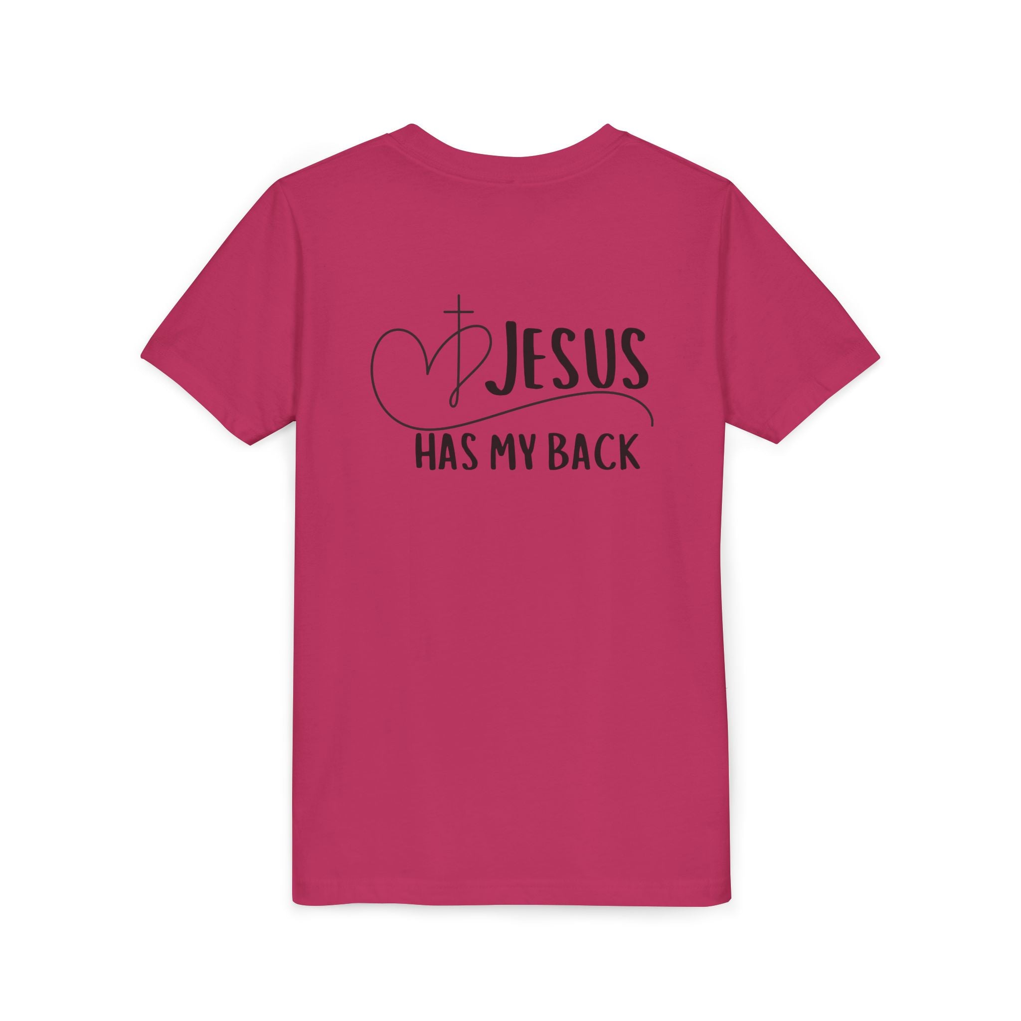 Back design - Youth Tee - "Jesus Has My Back" Christian Faith Shirt