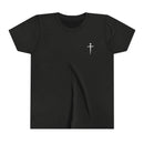 Back design - Youth Tee - "Jesus Has My Back" Cross Christian Graphic Shirt