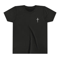 Back design - Youth Tee - "Jesus Has My Back" Cross Christian Graphic Shirt