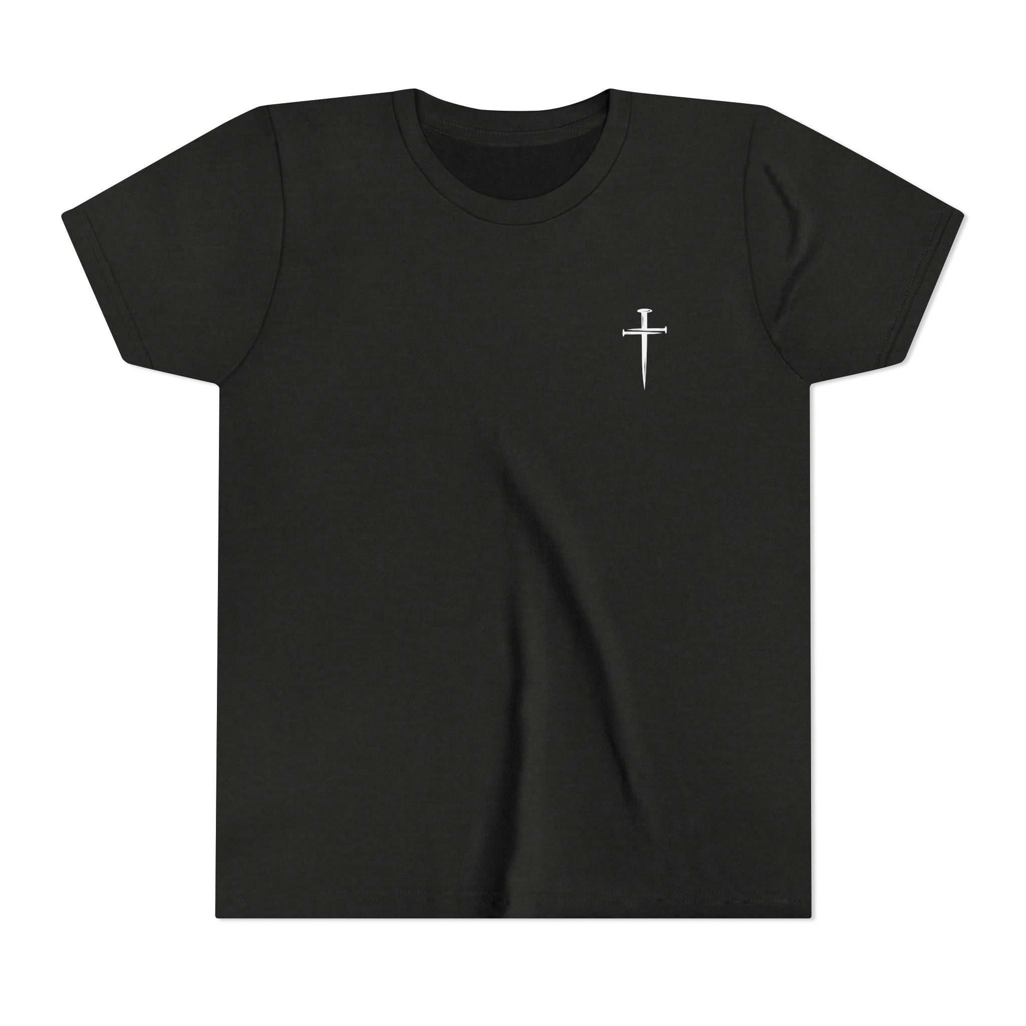 Back design - Youth Tee - "Jesus Has My Back" Cross Christian Graphic Shirt