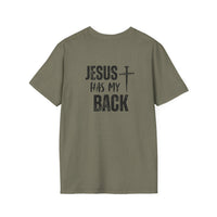 Back design - Jesus Has My Back T-Shirt — Christian Faith Cross Tee