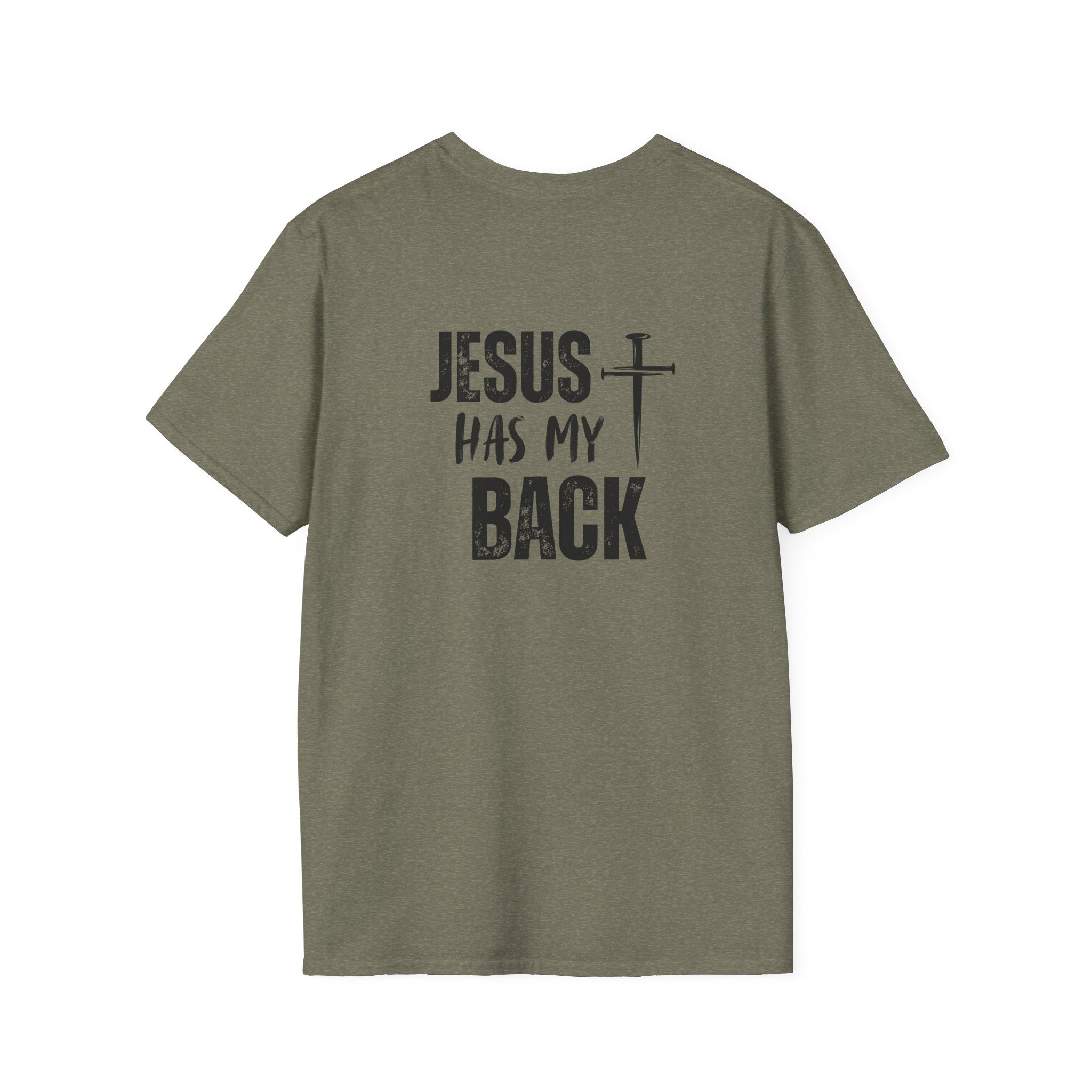 Back design - Jesus Has My Back T-Shirt — Christian Faith Cross Tee