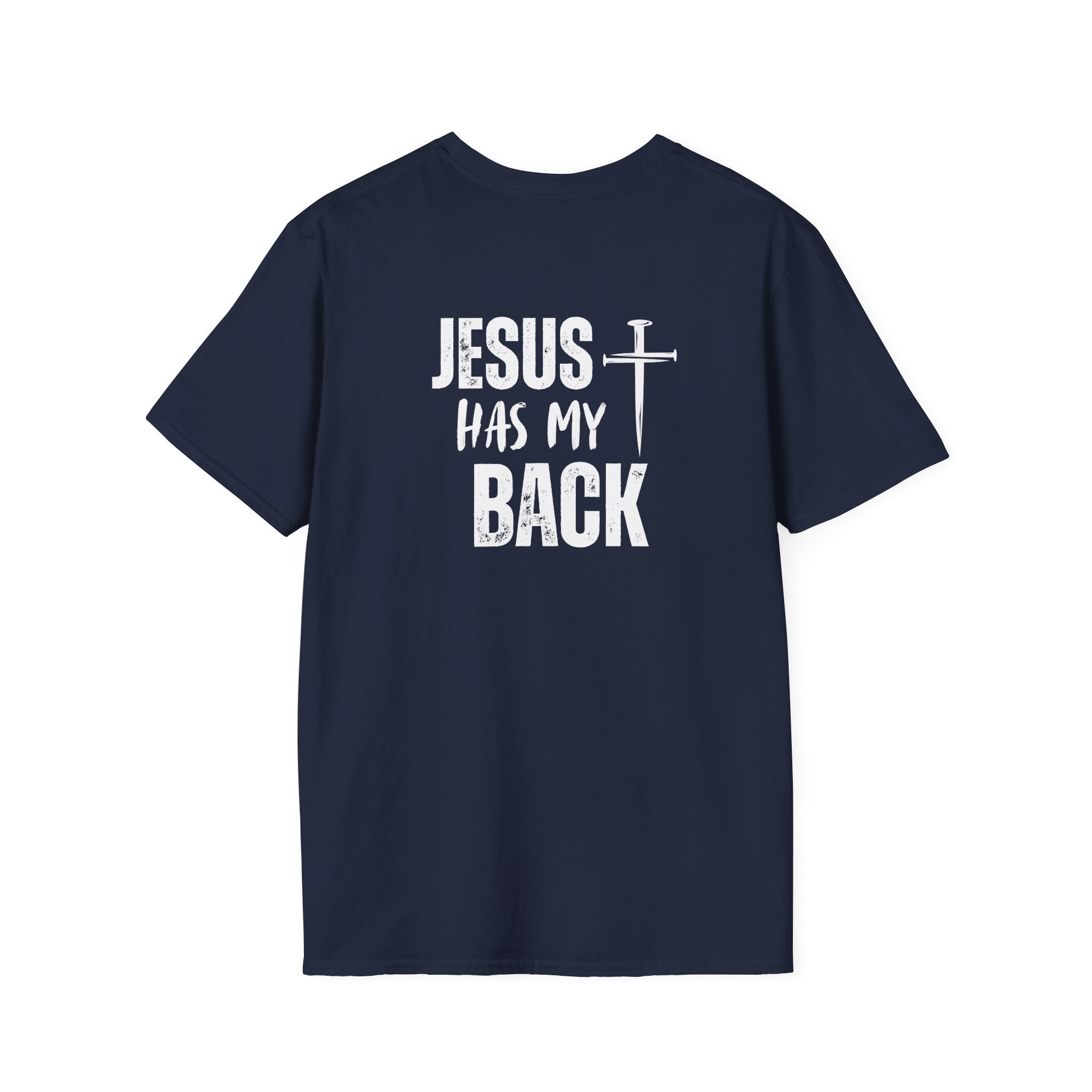Back design - Jesus Has My Back T-Shirt — Christian Faith Cross Tee