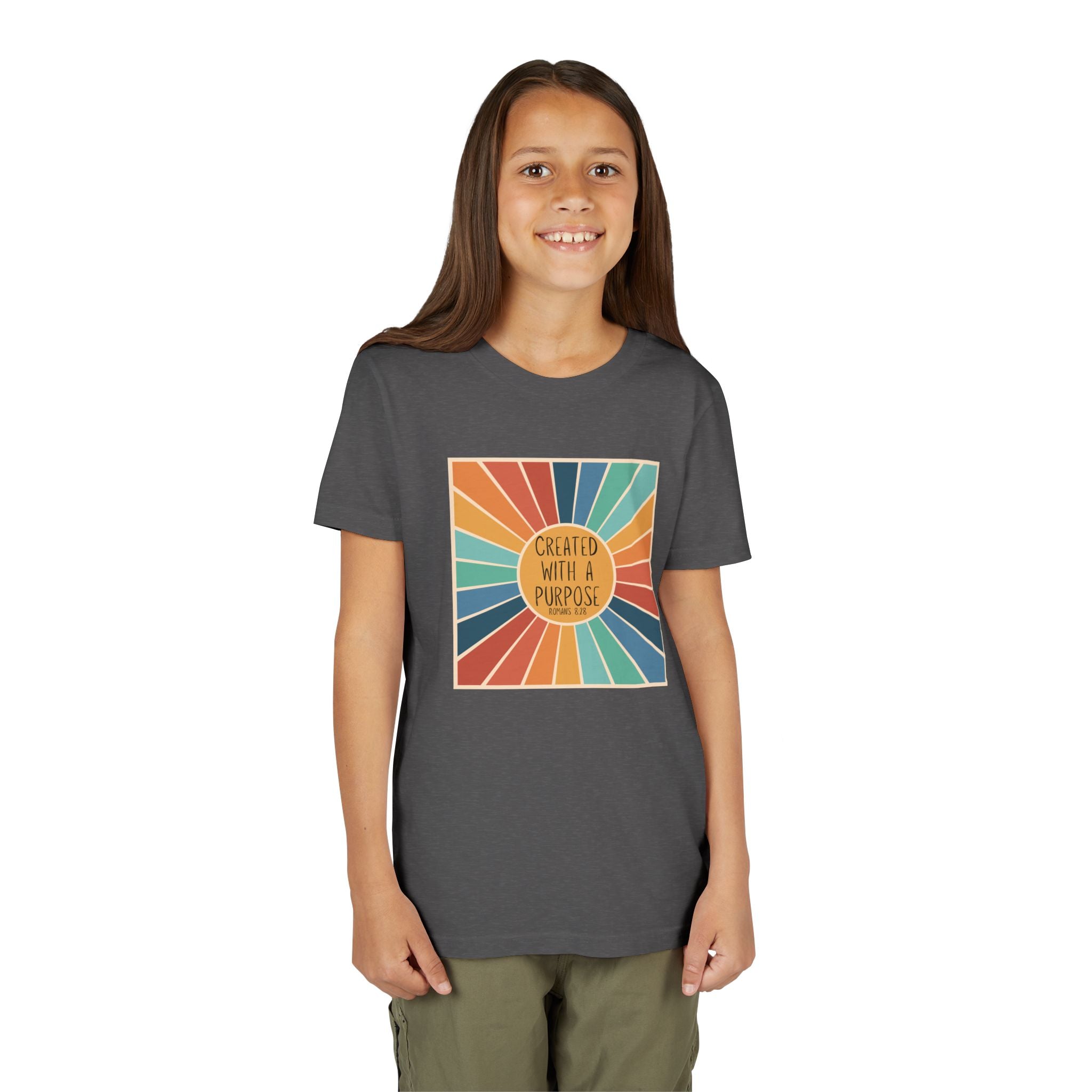 Youth Tee — 'Created With A Purpose' Retro Sunburst Kids T-Shirt