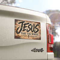 Jesus Take the Wheel – Rustic Wood Christian Car Magnet