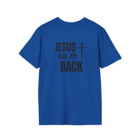 Back design - Jesus Has My Back T-Shirt — Christian Faith Cross Tee