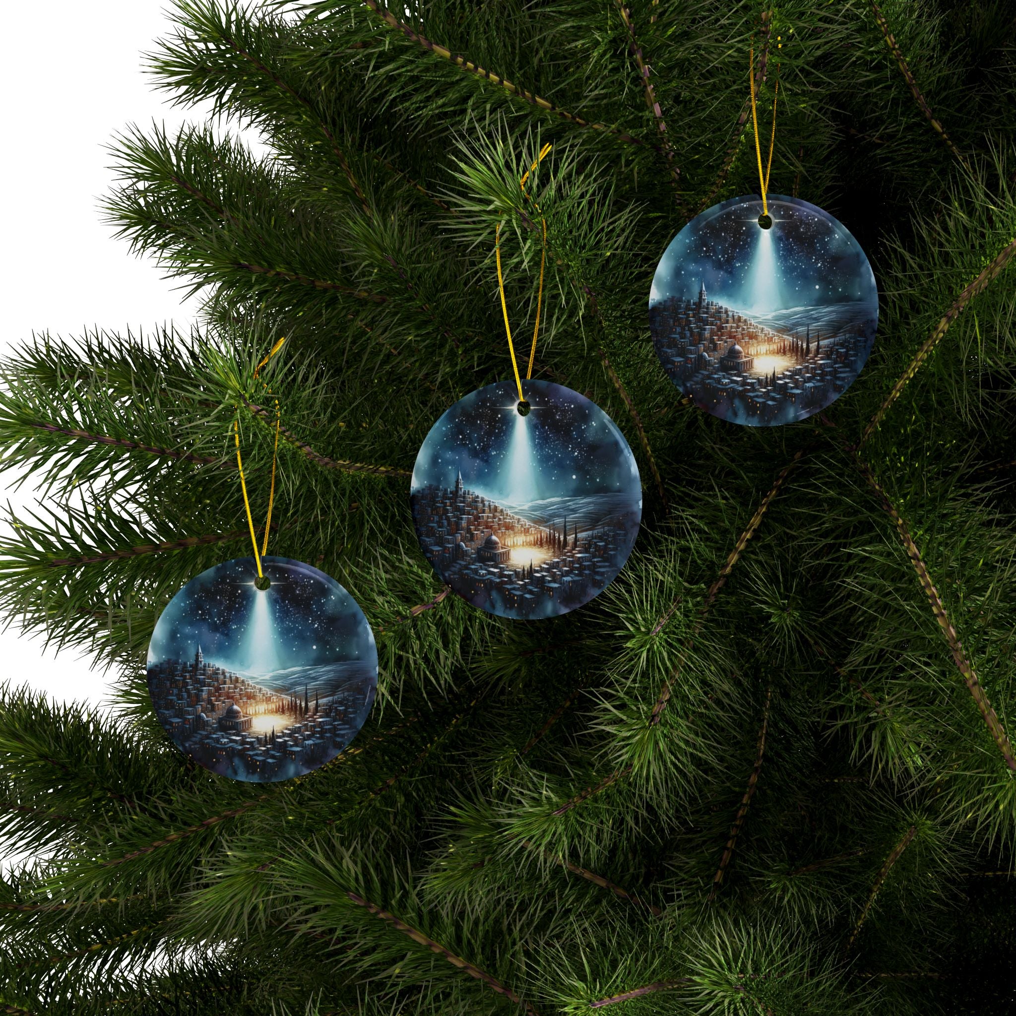 Ceramic Ornament — Moon Shining on Bethlehem