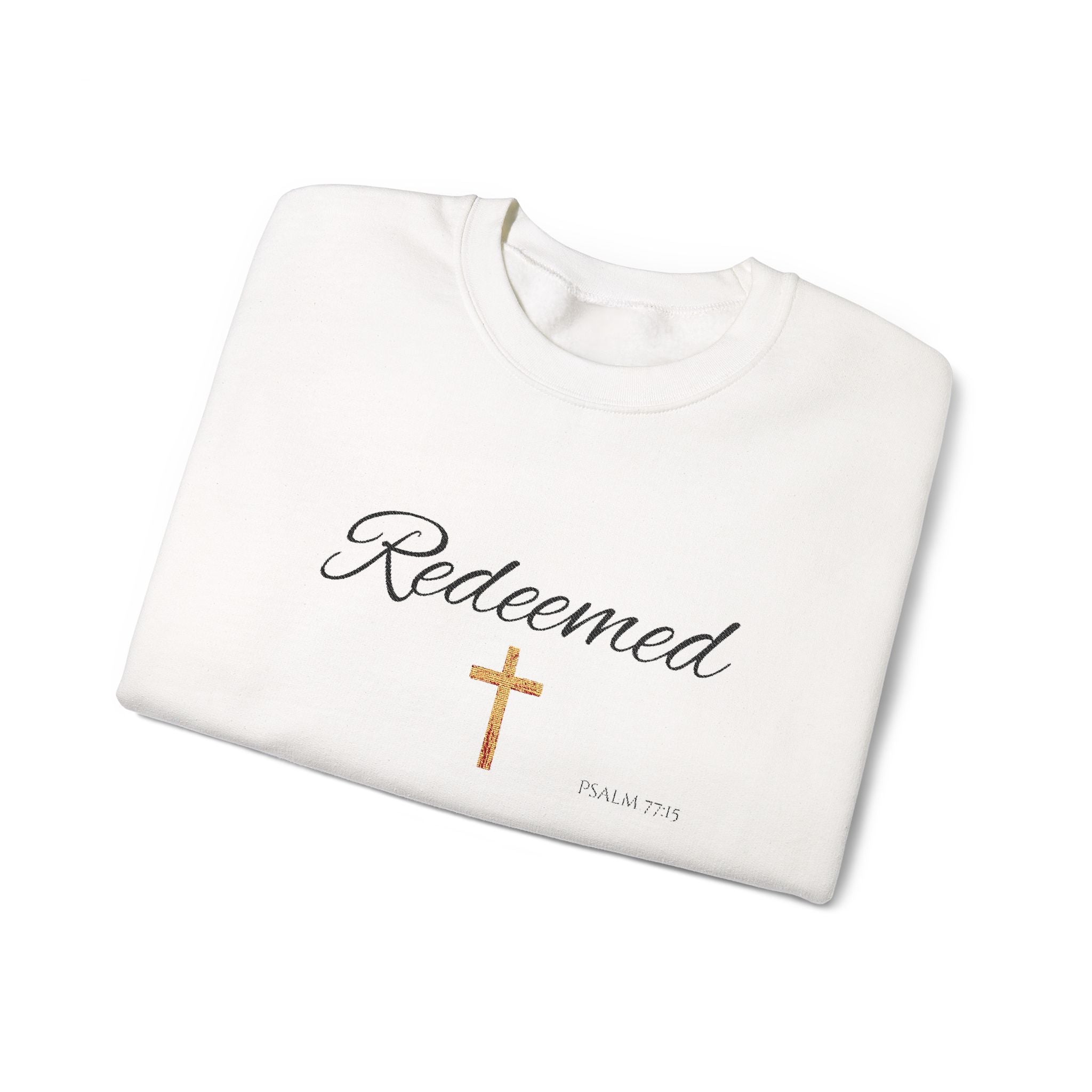 Embroidered Redeemed Psalm 77:15 Unisex Heavy Blend Crewneck Sweatshirt