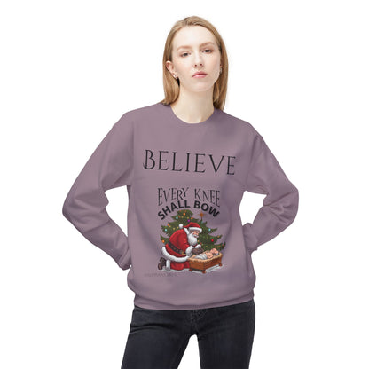 Believe Every Knee Shall Bow Christmas Sweatshirt - Christian Sweatshirts for Women Men - Christmas Sweatshirts for Christians  - Faith Christmas Sweatshirts