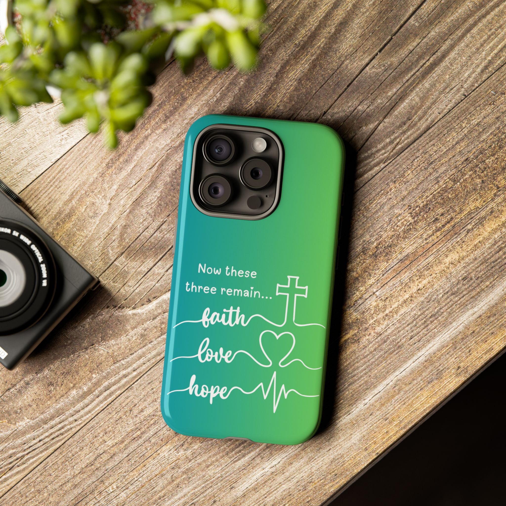 iPhone - 'Faith Love Hope' Christian Cross Protective Cover