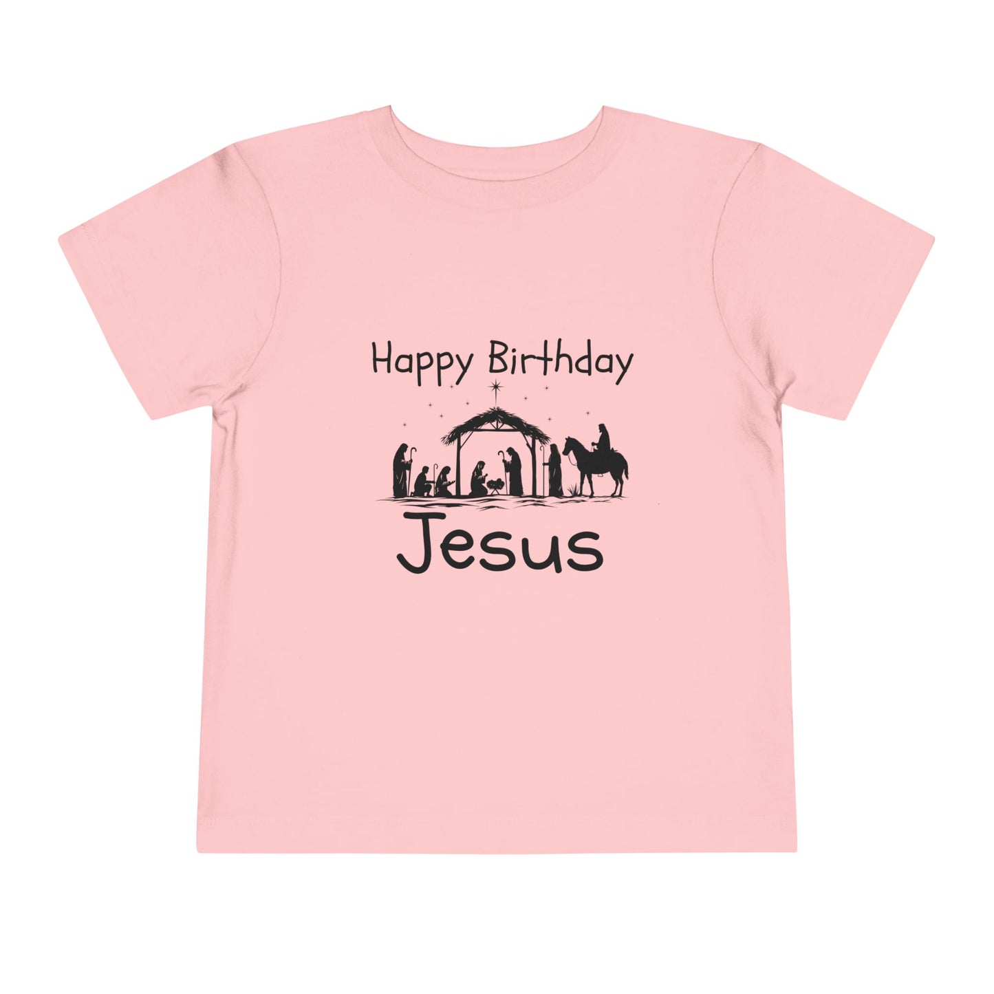 Happy Birthday Jesus Christian Christmas Shirt for Toddlers Short Sleeve Tee Christian Toddler Christmas Shirt