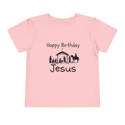 Happy Birthday Jesus Christian Christmas Shirt for Toddlers Short Sleeve Tee Christian Toddler Christmas Shirt