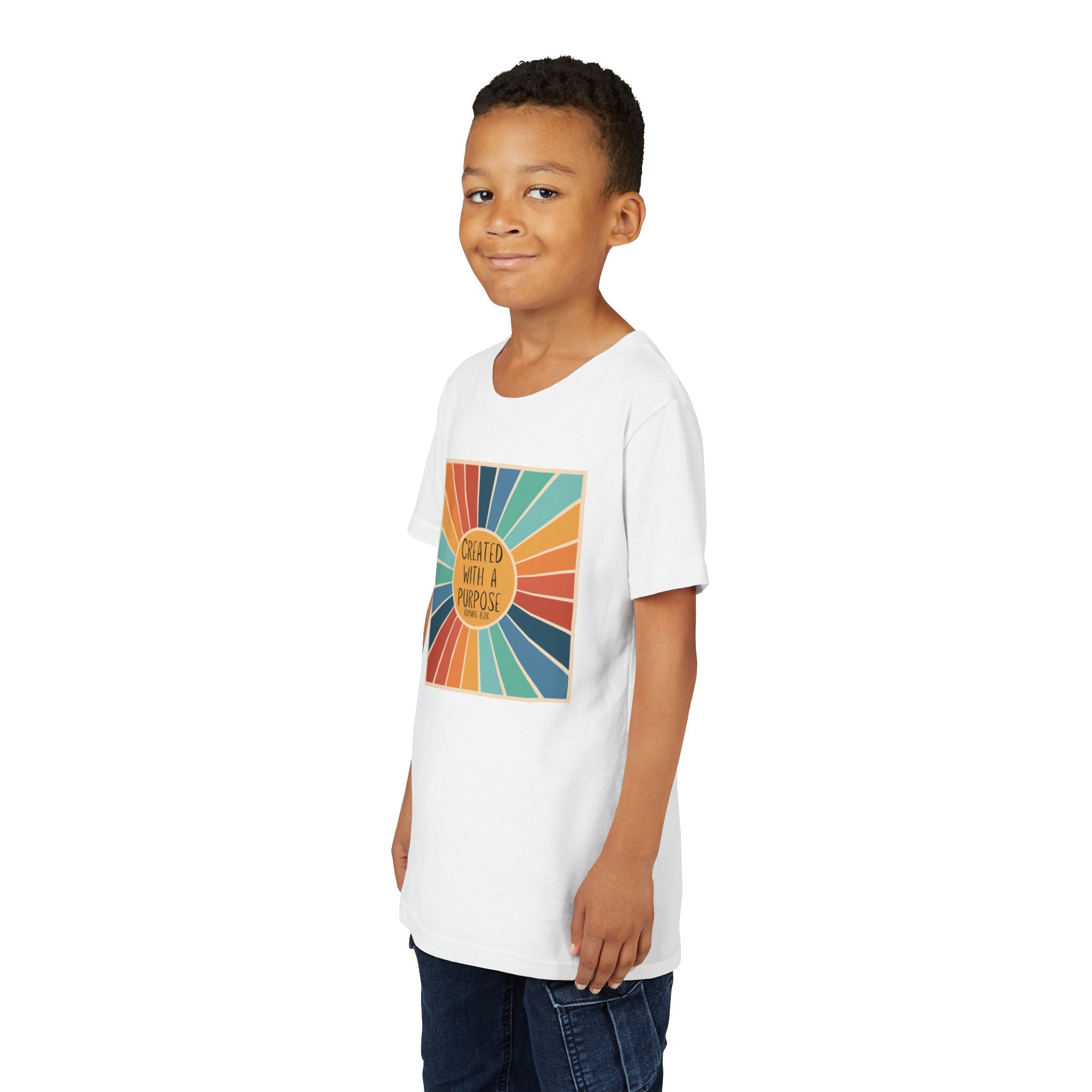 Youth Tee — 'Created With A Purpose' Retro Sunburst Kids T-Shirt