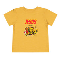 Toddler Tee - "Jesus Is My Superhero" Comic-Style Christian Shirt