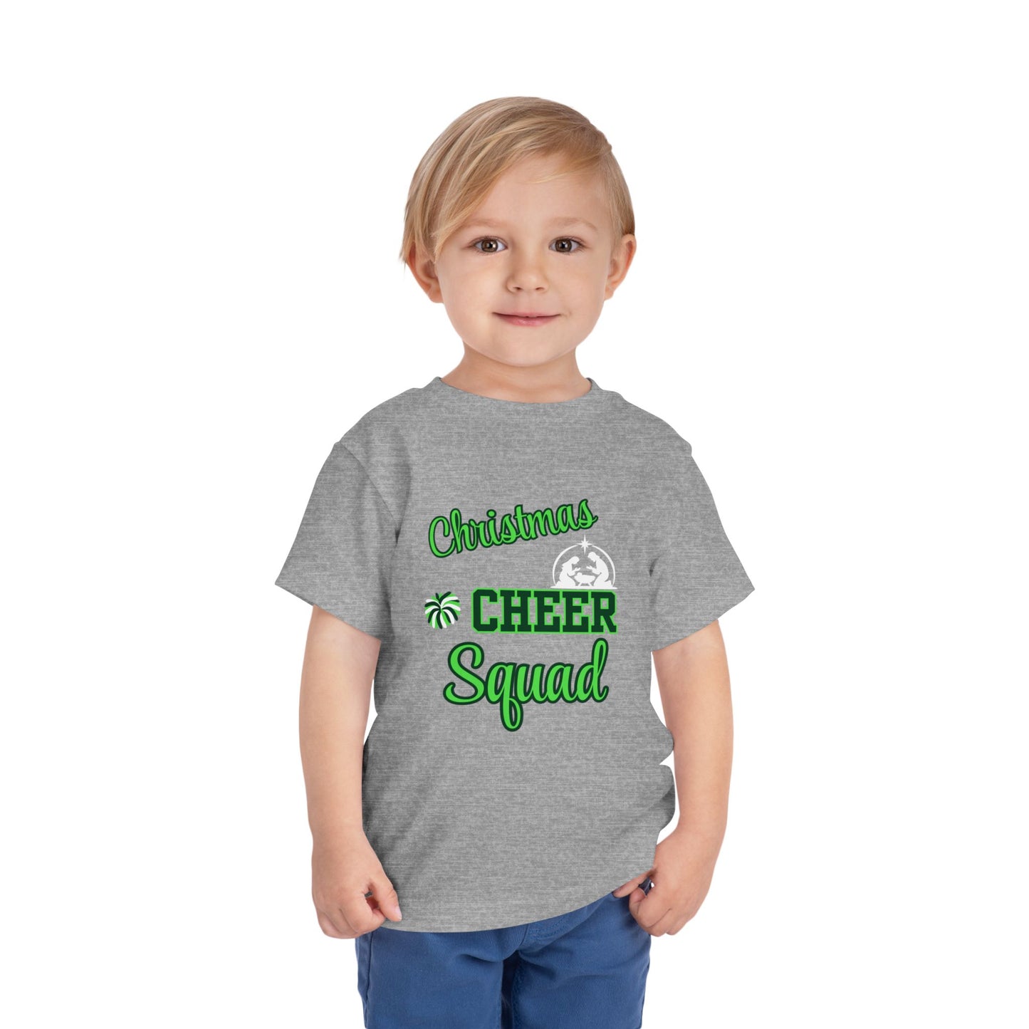 Christmas Cheer Squade Christian Christmas Shirt for Toddlers Short Sleeve Tee Christian Toddler Christmas Shirt