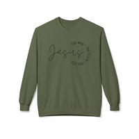 Jesus Circle Script Crewneck Sweatshirt — "Jesus: The Way, The Truth, The Life" Christian Pullover