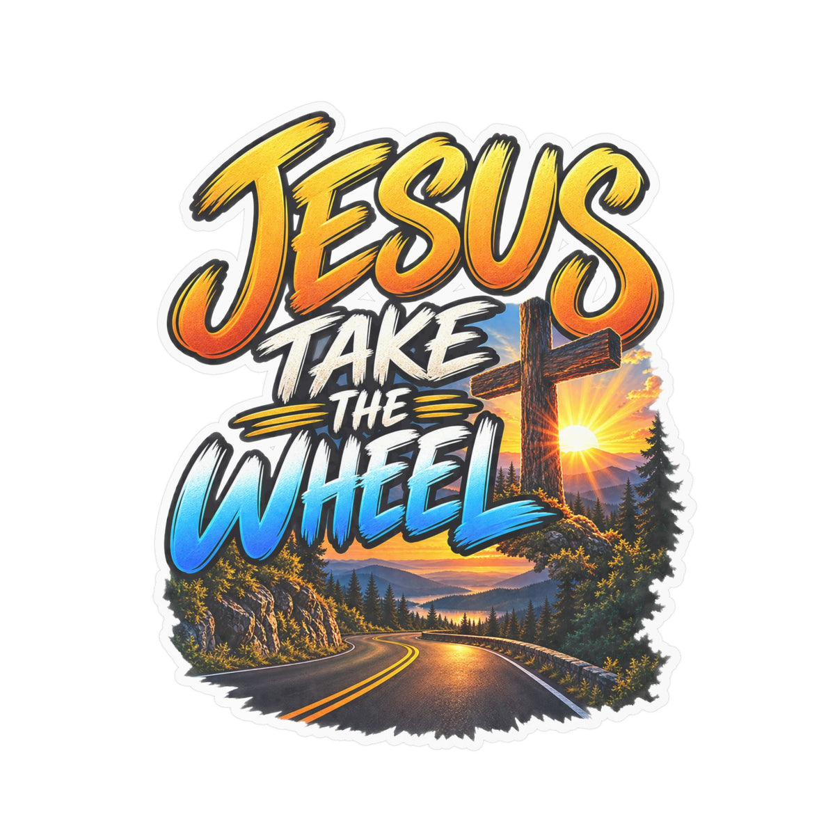 Jesus Take the Wheel – Mountain Road Christian Vinyl Sticker