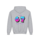 Back design - Youth Hoodie — 'I Timothy 6:7' Colorful Faith Graphic Hoodie (All You Need Is God)