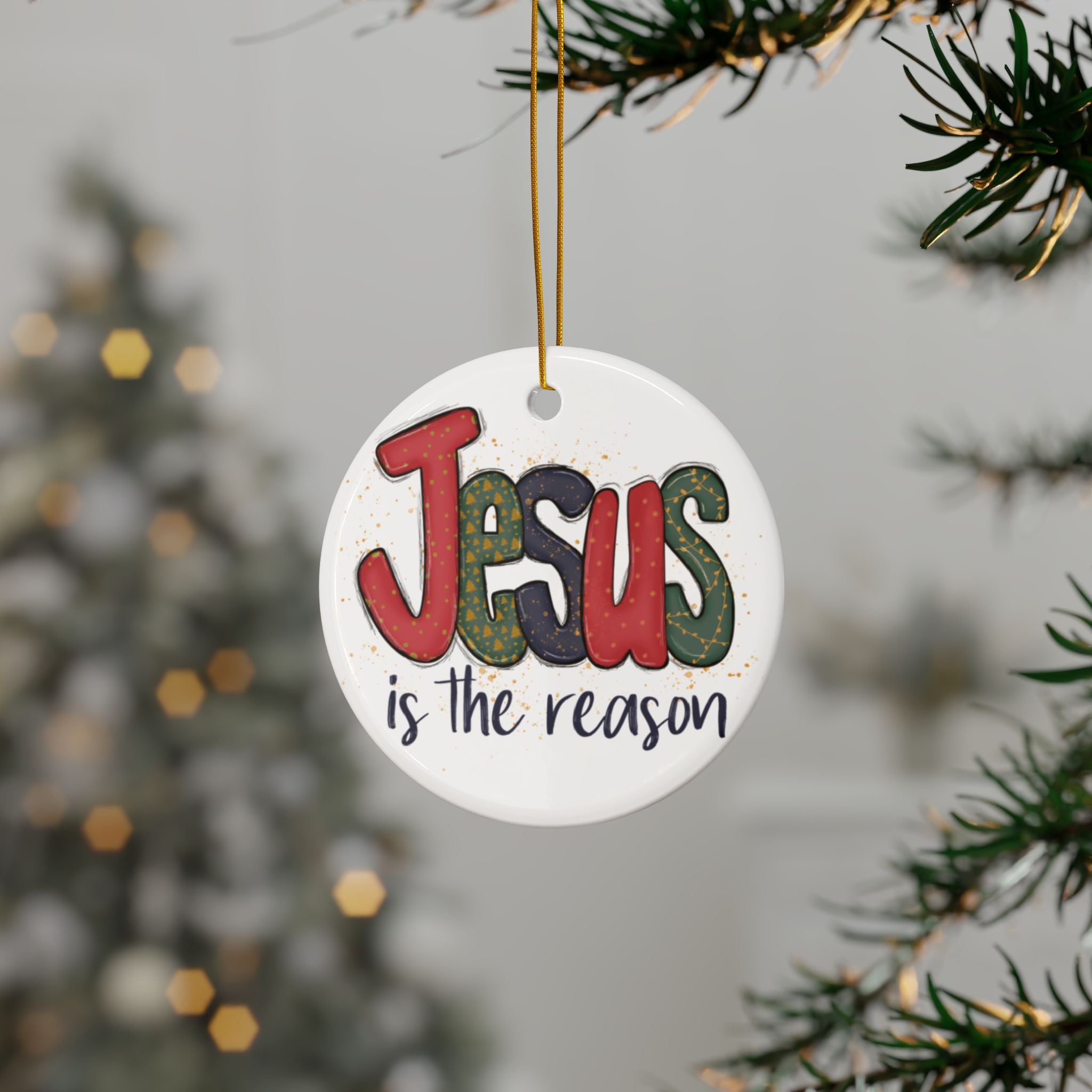 Ceramic Ornament — "Jesus Is The Reason For The Season" Nativity Christmas Tree Decoration